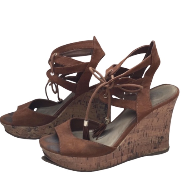Guess Shoes - Guess Gladiator Wedges w/ Straps Size 8